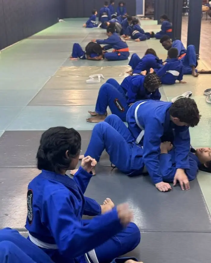 Kids grappling drills during Jiu Jitsu camp at Elijah Brazilian Jiu Jitsu in Union NJ