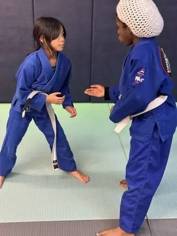 Kids working a standing Jiu Jitsu drill during summer camp at Elijah BJJ Union NJ